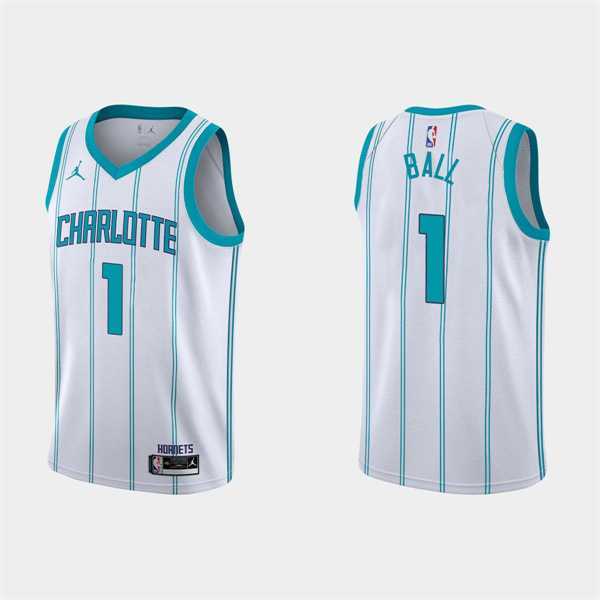 Mens Charlotte Hornets #1 LaMelo Ball 2022-23 White Association Edition Stitched Basketball Jersey Dzhi->charlotte hornets->NBA Jersey